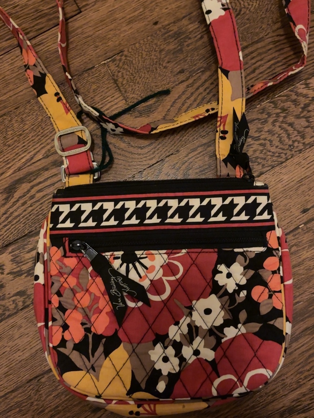 Quilted Floral Crossbody Bag in Coral and Yellow